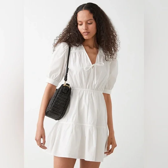 other stories puff sleeve mini dress &amp; Other Stories + Voluminous Floral Smock Mini Dress